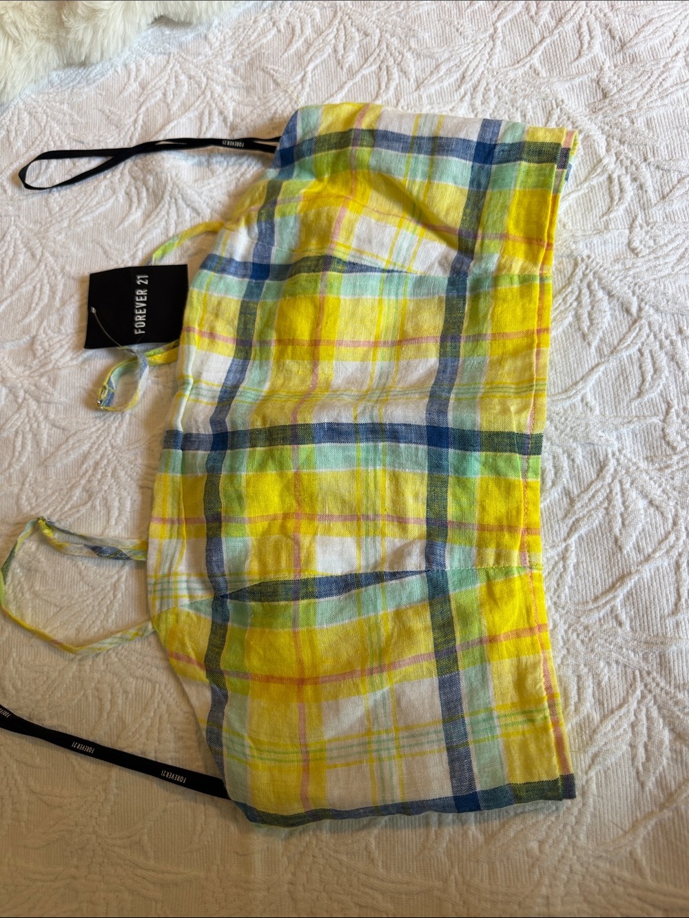 Forever 21 Bright Yellow Plaid Strapless Tube Top
